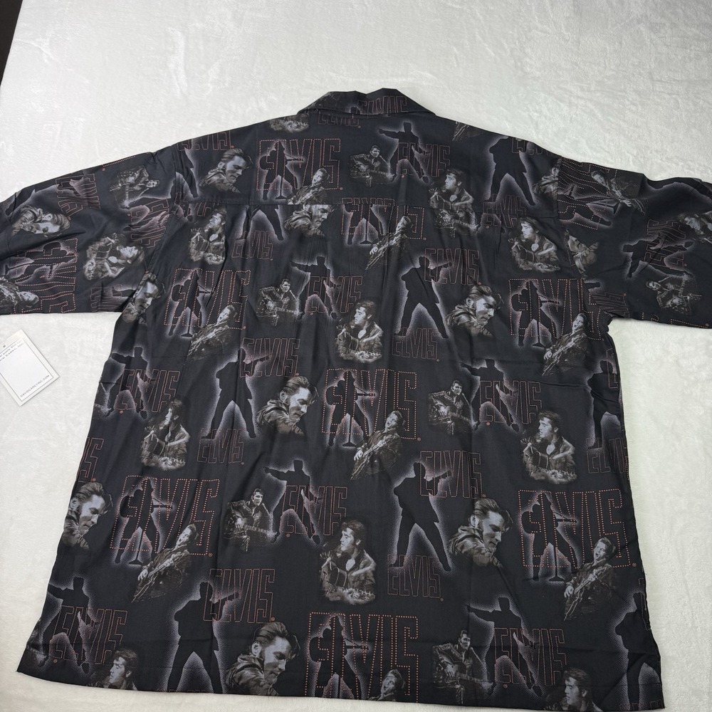 VINTAGE Elvis Presley David Carey‎ Shirt Mens 2XL Black Elvis AOP Hawaiian NWT - Picture 6 of 9